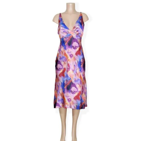 Anthro BHLDN Hazel Printed Stretch Satin Midi Dress M Sold Out Online! - Picture 2 of 10